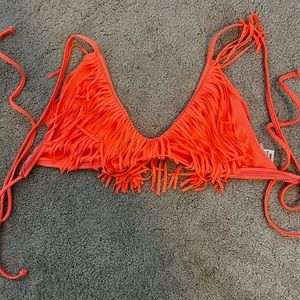 Orange L Space Swim top with fringe